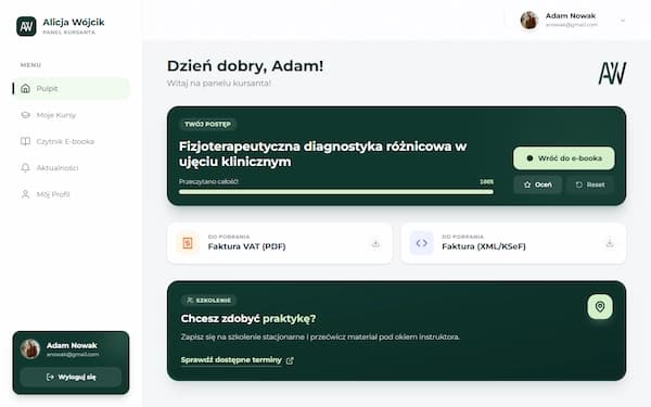 Panel z wbudowaną aplikacją do bezpiecznego czytanie ebooka