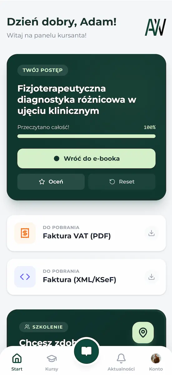 Panel z wbudowaną aplikacją do bezpiecznego czytanie ebooka